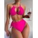 Halter Summer Bikini With Ruffles Features Perfect For Beach Vacation Pink Color Sexy The New Style