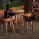 Bar Height Bistro Table And 2 Chairs Indoor With Umbrella Hole Wood Postmodern