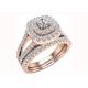 0.79CT 79PCS Diamond Engagement Wedding Rings Double Halo Style Cushion Shape