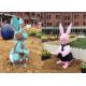 Outdoor Park Fiberglass Rabbit Statues Lovely Appearance Eco Friendly