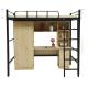 Queen Size Metal Loft Bunk Bed with Wooden Cabinet Modern Design and Hotel Style