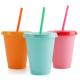 16oz New Style Reusable Color Changing Water Cup BPA Free Plastic Coffee tumbler With Straw Set Of 5