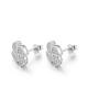 2.7g Small Cubic Zirconia Stud Earrings Windmill Clover 2mm Sterling Silver Earrings