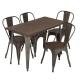 Durable Steel Restaurant Dining Table Set With 4 Chairs Powder Coating
