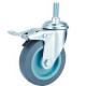 Small Caster Screw stem TPR caster with brake for light duty shelf, 2-5 TPR castor, thermoplastic rubber caster