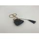 Black / White PU Leather Keychain , Durable Mobile Phone Plain Leather Keyring