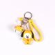 Custom Soft PVC Rubber Figure Miniature Key Ring  Soft PVC Pendant Attached To Metal Key Chain And Braided Leather Strap