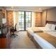 Mukdahan hotel style apartment furniture cherry wood bed with TV cabinet tables and in wall wardrobe closet