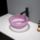 Modern Small Round Vessel Sink Glass Purple Top Mount Bathroom Sink Bowl