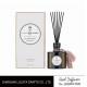 Black round bottle glass reed diffuser with tassel and white rigid gift box