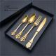 SX-GP-012  Luxury vintage stainless steel knife fork spoon 4pieces set cutlery for wedding dinner party