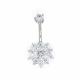 Clear Zircons Round Surgical Steel Belly Button Rings 12mm Flower Belly Bar