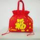 Large Red Color Printed Cloth Bags , Non Woven Drawstring Wrapping Bags
