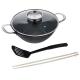 Pre-seasoned light cast iron wok pan