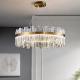 Tricolor Round Shape Chandelier Crystal Ceiling Light Fixture With Metal Ceiling Plate