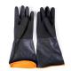 Antislip Black Industrial Rubber Gloves Antiskid 45Cm Flock Lined Gloves