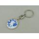 Chrome Plating Promotional Key Chain Blue  /  White Porcelain Inserted Piece