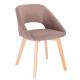 Tan Color Comfortable Dining Room Chair Velvet Fabric Leather With Oak Leg Easy
