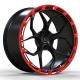 Black Spokes Monoblock 1 Piece Luxury Forged Wheels Red Cover Rings Alloy Rims