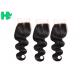 Body Wave Human Hair Closure Pieces , Middle Part Remy Human Hair Extensions