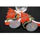 Soft Enamel Glitter Colors Custom Award Dragon Meadls Design Red / White Tripe Ribbon
