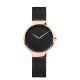 Rose Stainless Steel Ladies Bracelet Watches Japan Movt Quartz With Black Band