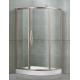 Clear / Printed Tempered Glass  Shower Cubicles Offset Quadrant Sliding With Outside Rollers