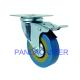Blue PVC 3 Inch Swivel Casters Trolley Wheels With Dual Lock Brake