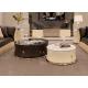 Black And White Leather Marble Top Round Coffee Table W002H2
