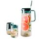 Lead Free Glass Water Pitcher With Silicone Lid / Spoon 1350ml Capacity