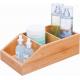 Storage 25.2*15.2*8.9cm Bamboo Bathroom Organizer Bin Box 3 Divided Sections