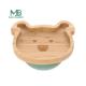 Customized Logo Bamboo Baby Feeding Circle Animal Plate With Suction Set For Kid Dinner Dish
