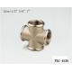 TLC-1535 1/2-2Female brass equal cross chrome plated NPT copper fittng water oil gas mixer matel plumping joint