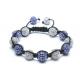 Adjustable Shamballa Bracelet, Blue & Crystal Rhinestone Ball