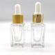 Empty Glass Clear Serum Bottles Square With Wood Grain Dropper Cap