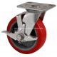 Red Color Stainless 6 270kg Plate Brake TPU Caster S7126-85 for Caster Application