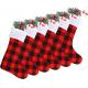Christmas Red Black Buffalo Plaid Stockings Large Plaid Stockings with Plush Cuff Classic Christmas Stockings Decoration