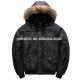 Men Detachable Faux Fur Lined Ma1 Bomber Jacket Long Sleeves With Rib Collar