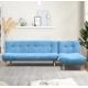 L Shaped Folding Modern Blue Upholstered Sofa Bed High Quality