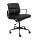 Mid Century Soft Pad Management Chair , Black Powder Coated Modern Leather Office Chair