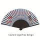 Sublimation Blanks Folded Polyester Bamboo Fans Bamboo Fabric Folding Hand Fan Clacking Folding Hand Fan
