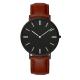 Matte Black Watch Mens Leather Strap Watches With 2 Years Warranty