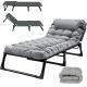 Portable Folding Camping Cot, Adjustable 4-Position Adults Reclining Chairs Mattress,Outdoor Patio Folding Lounge