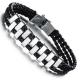 Tagor Stainless Steel Jewelry Super Fashion Silicone Leather Bracelet Bangle TYSR142