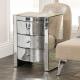 Contemporary 3 drawers silver mirrored nightstand curved design end table corner table for living room