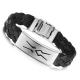 Tagor Stainless Steel Jewelry Super Fashion Silicone Leather Bracelet Bangle TYSR011