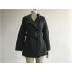 Black Military Coat Ladies Double Breasted Melton Coat With PU Piping TW55641