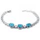 Fashion Jewelry Created Blue Topaz Cubic Zircon 925 Silver Link Chain Bracelet (H01)