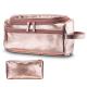 Fashion Waterproof Leather Cosmetic Toiletry Bag With Double Zipper