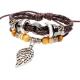 Maple wood beads beaded leather woven leather bracelet alloy bohemian bracelet